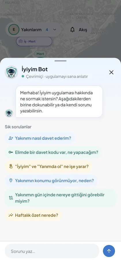 İyiyim Bot sohbet ekranı
